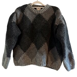 Vintage 90’s J. Crew 100% Wool Chunky Diamond Retro Crewneck Sweater Large